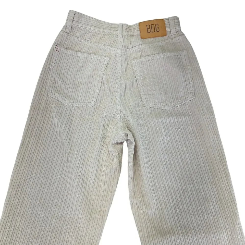 BDG High Rise Baggy Corduroy Jeans‎ Pants Women's Size 27 Cream Ecru